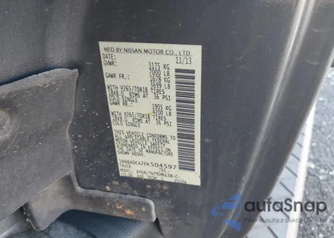 2014 Nissan Titan Sv из США, поврежденный, VIN 1N6BA0CA2EN504597